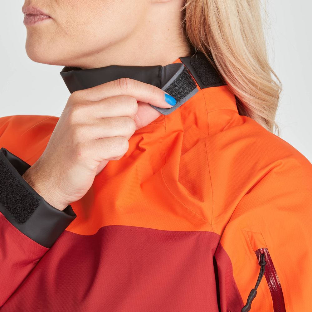 Featuring the Women's Endurance Jacket women's splash wear manufactured by NRS shown here from a seventh angle.