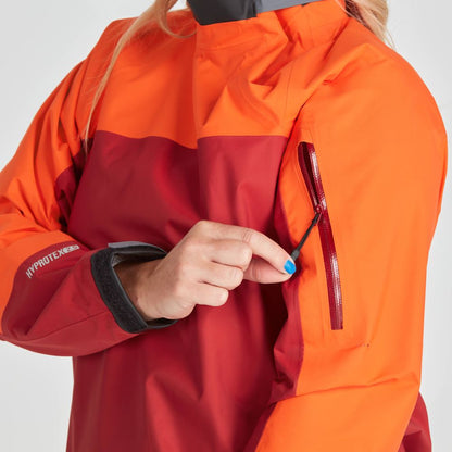 Featuring the Women's Endurance Jacket women's splash wear manufactured by NRS shown here from an eighth angle.