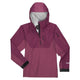 The NRS High Tide Jacket - Women's is a maroon hooded rain jacket with black accents, featuring a half-zip front and adjustable hood for breathable protection against the elements.
