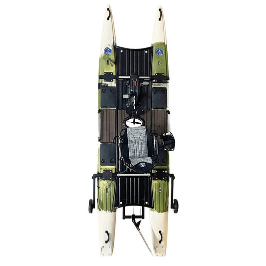 A Bluesky 360 Angler kayak attached to the back of a Jackson Kayak.