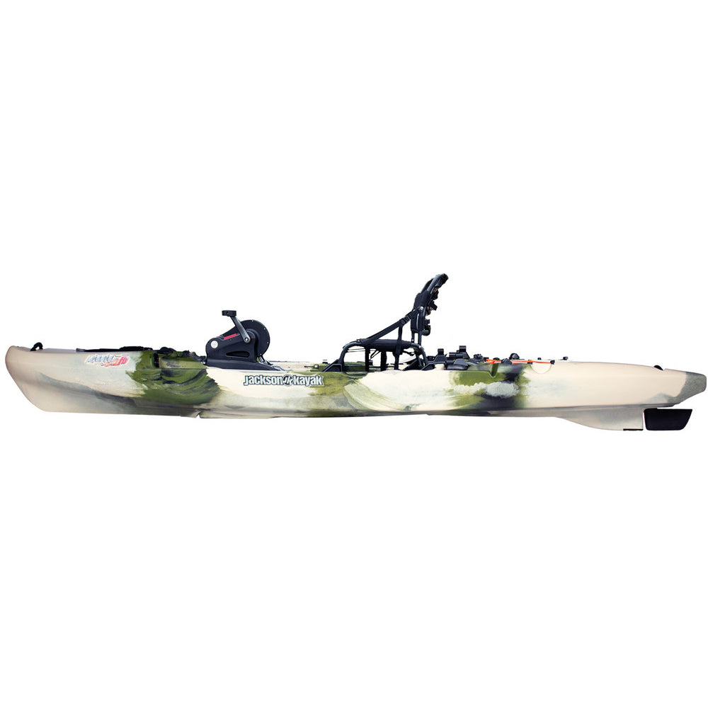 A Big Rig FD fishing kayak with a paddle on it from Jackson Kayak.
