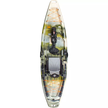 An image of a Bite FD 11'6 fishing kayak with a seat on it.