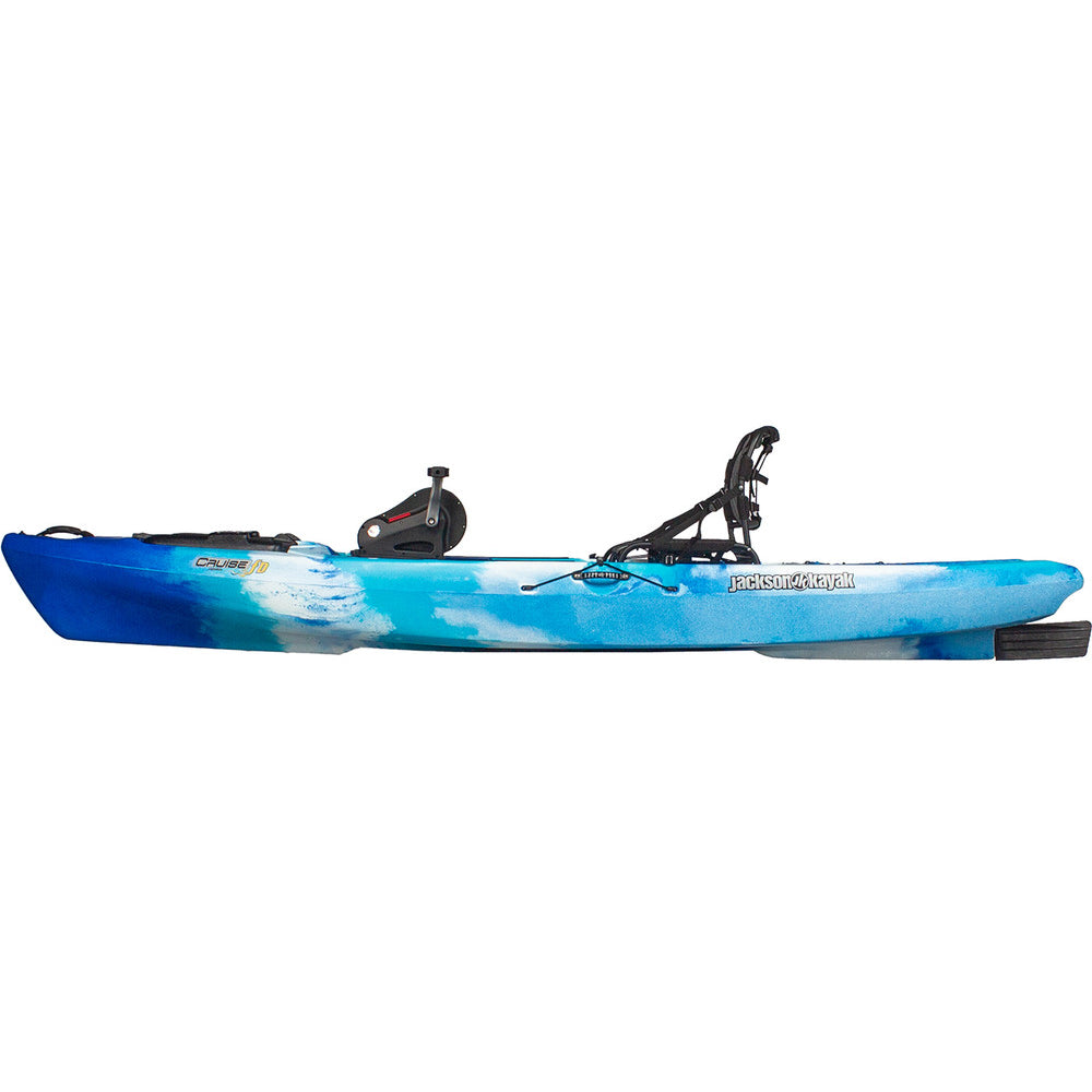 A Cruise FD kayak with a blue and white design by Jackson Kayak.