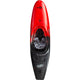 Three views of the Clutch red and black kayak: side, top, and bottom. The brand name "Jackson Kayak" is visible on the side and top views, while "Hulli" adorns the front deck. Perfect for river adventures.