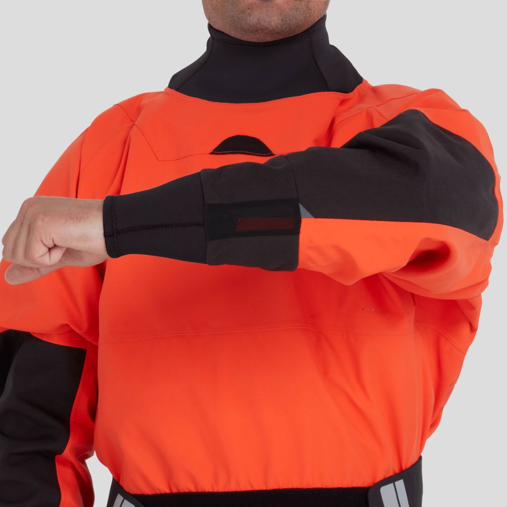 Featuring the Phenom GORE-TEX Pro Dry Suit - Men's manufactured by NRS shown here from an eighth angle.