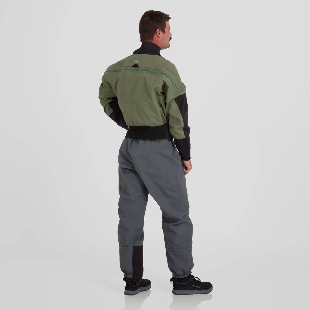Featuring the Phenom GORE-TEX Pro Dry Suit - Men'smanufactured by NRS shown here from one angle.