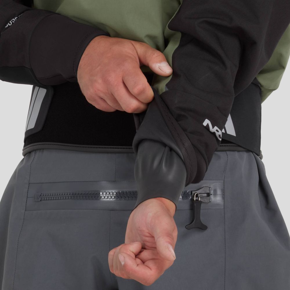 Featuring the Phenom GORE-TEX Pro Dry Suit - Men's manufactured by NRS shown here from an eighteenth angle.