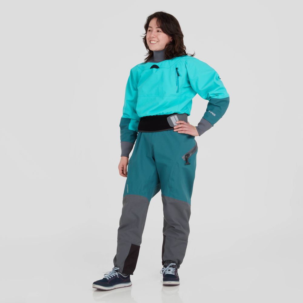 Featuring the Phenom GORE-TEX Pro Dry Suit - Women's manufactured by NRS shown here from a second angle.