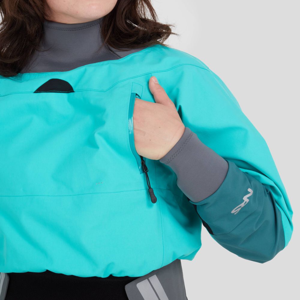 Featuring the Phenom GORE-TEX Pro Dry Suit - Women's manufactured by NRS shown here from a fifth angle.