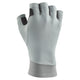 A light gray NRS Men's Boater's Glove made with Amara synthetic leather, featuring black thumb and index finger grips, is shown on a hand with the palm facing away.