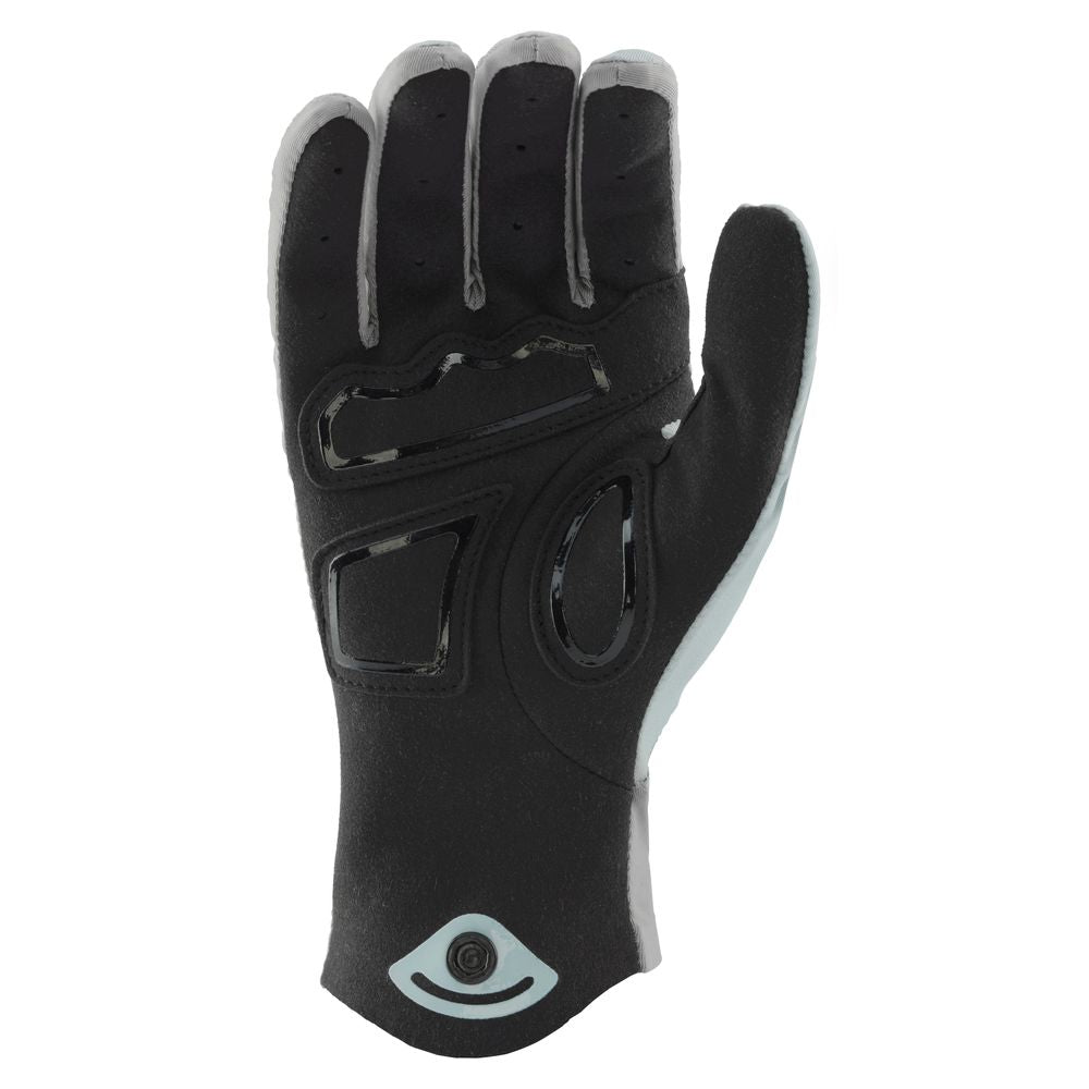 The NRS Cove Gloves are black and gray neoprene gloves with reinforced areas and ventilation holes, offering excellent grip, comfort, and quick drying for water sports or cold weather adventures.