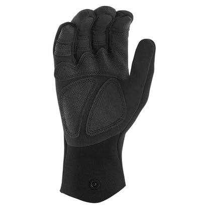 The image shows an NRS Utility 2mm Glove in black, featuring reinforced knuckle and palm padding, with the palm facing forward and fingers slightly curled.