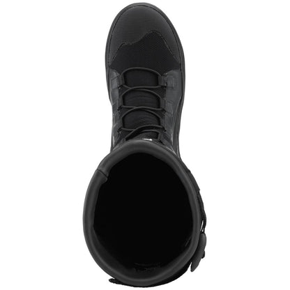 Top view of the Boundary Boot by NRS, a single black boot with a high ankle and laces, crafted from textured neoprene.