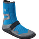 The NRS Paddle Wetshoe - Women's features a blue and gray neoprene design, with a textured black rubber sole and a sleek black strap across the top.
