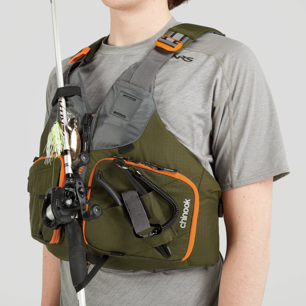 Featuring the Chinook Fishing PFD fishing pfd manufactured by NRS shown here from a twelfth angle.