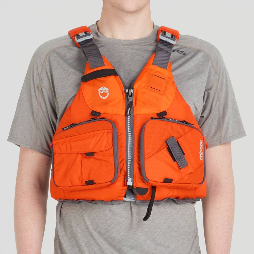 Featuring the Chinook Fishing PFD fishing pfd manufactured by NRS shown here from a thirtieth angle.