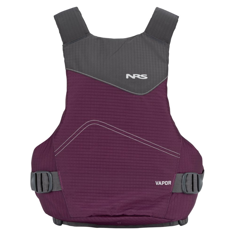 The NRS Vapor PFD life jacket features adjustable side straps and visible brand logos—ideal for paddling adventures.