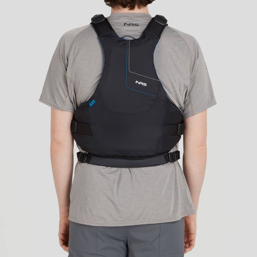 Featuring the Ion PFD men's pfd manufactured by NRS shown here from a twenty third angle.