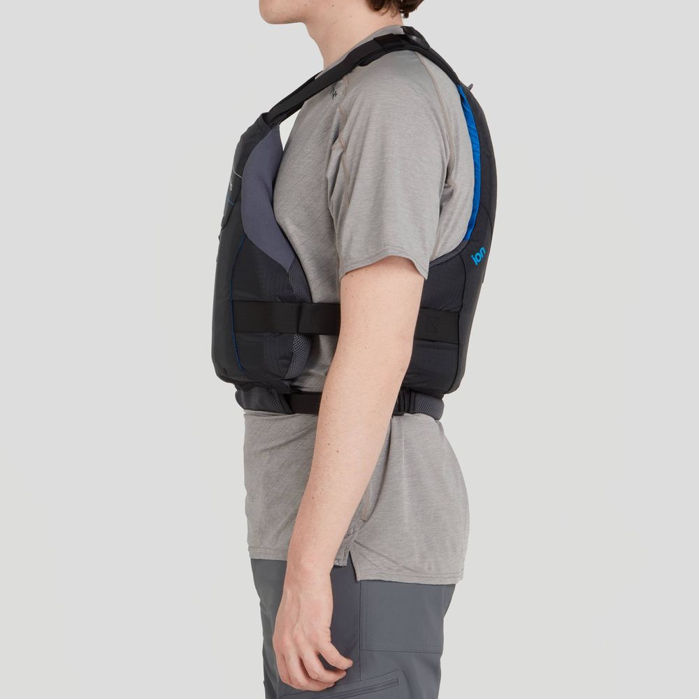 Featuring the Ion PFD men's pfd manufactured by NRS shown here from a twenty second angle.