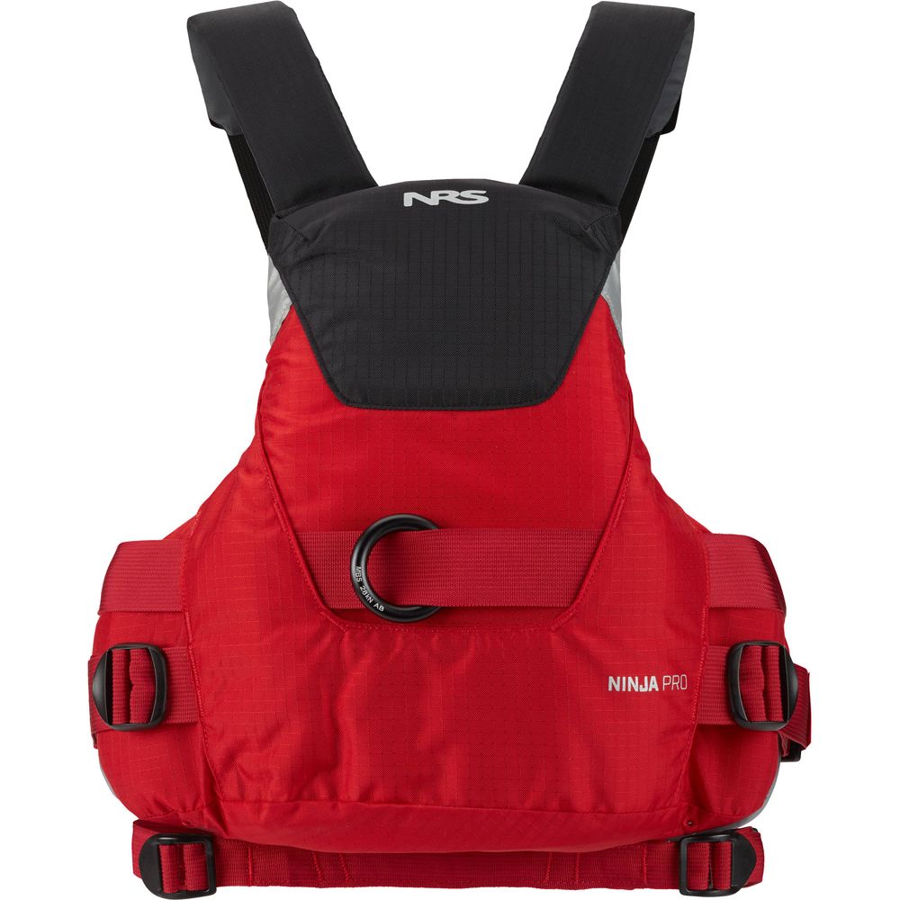 Featuring the Ninja Pro PFD rescue pfd manufactured by NRS shown here from a fourth angle.