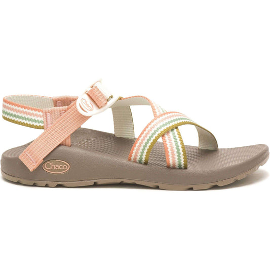 The Chaco Z1 Classic - Women's sandal features a beige sole and multicolored pink, white, and green striped straps—perfect for stylish hiking. Limited edition.
