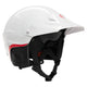 The NRS Current Pro Helmet showcases a white design with red detail, an adjustable black chin strap, cushioned interior, and the Interconnect Retention System for improved safety.
