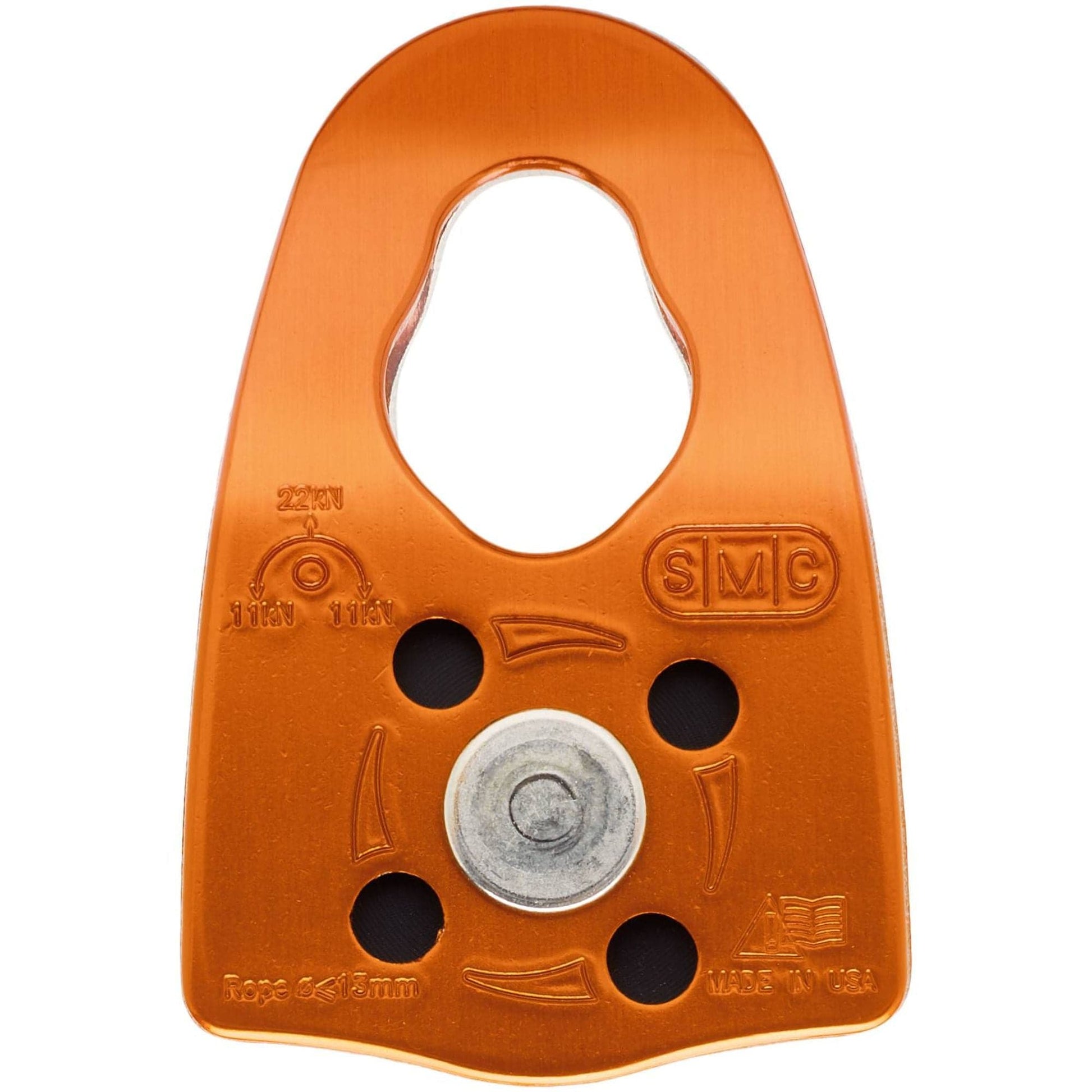 A close up of an NRS SMC CRx 1in Rescue Pulley.