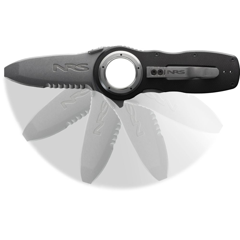 Featuring the Pilot Access Knife hardware, knife manufactured by NRS shown here from a seventh angle.