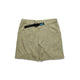 Kavu Chilli H20 Shorts feature a khaki hybrid design with a subtle topographic map pattern, adjustable black waist belt, quick-dry fabric, and a blue logo tag above the belt.