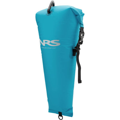 NRS HydroLock Kayak Stow Float is a blue inflatable bag featuring a black strap, handle, and large logo. It keeps gear dry and offers dependable flotation for kayaking adventures.