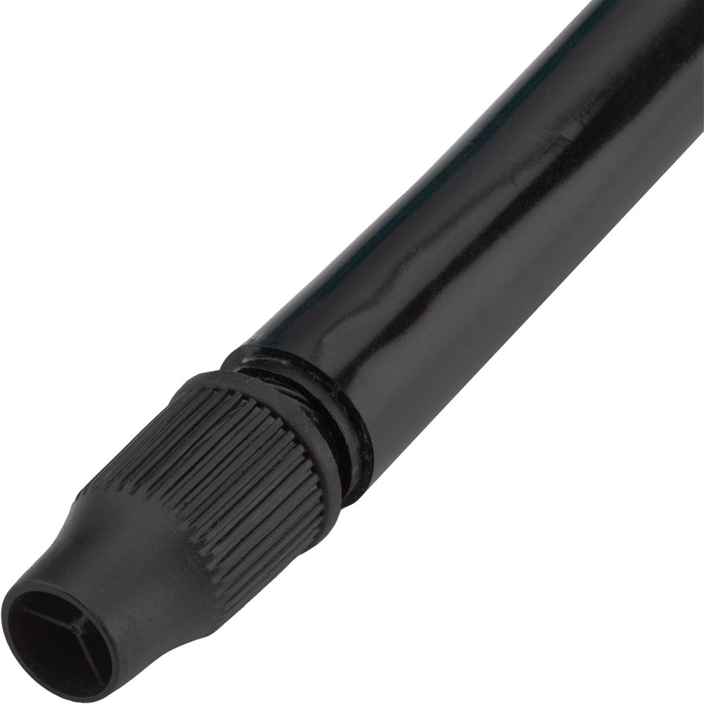 Close-up of a black plastic vacuum hose attachment featuring a ridged connector end, echoing the robust build typical of NRS's HydroLock Kayak Stow Float.