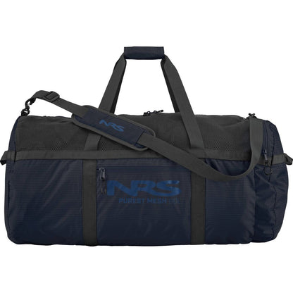 The Purest Mesh Duffel by NRS is made from sturdy polyester and features a mesh top, durable handles, and an adjustable shoulder strap—ideal for stylishly carrying your paddling gear.