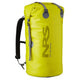 Bill's Bag by NRS is a bright yellow waterproof dry bag featuring adjustable black backpack straps, a roll-top closure for secure sealing, and the "NRS" logo.