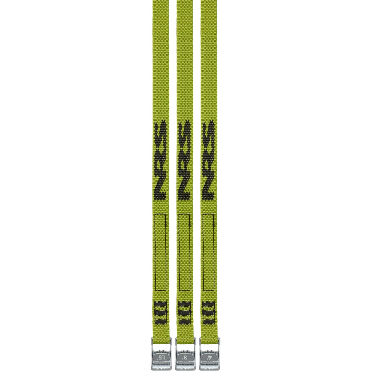 A set of NRS Micro Straps 5/8" in green and black colors on a white background.