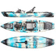 a Jackson Kayak Coosa FD 12'7 fishing boat with a blue and white design.