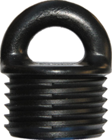 An image of a Hobie brand black plastic Padeye on a white background, highlighting the Hobie brand kayak.