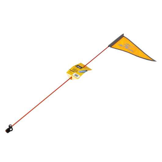 A Hobie Kayak Safety Flag flying through the air.