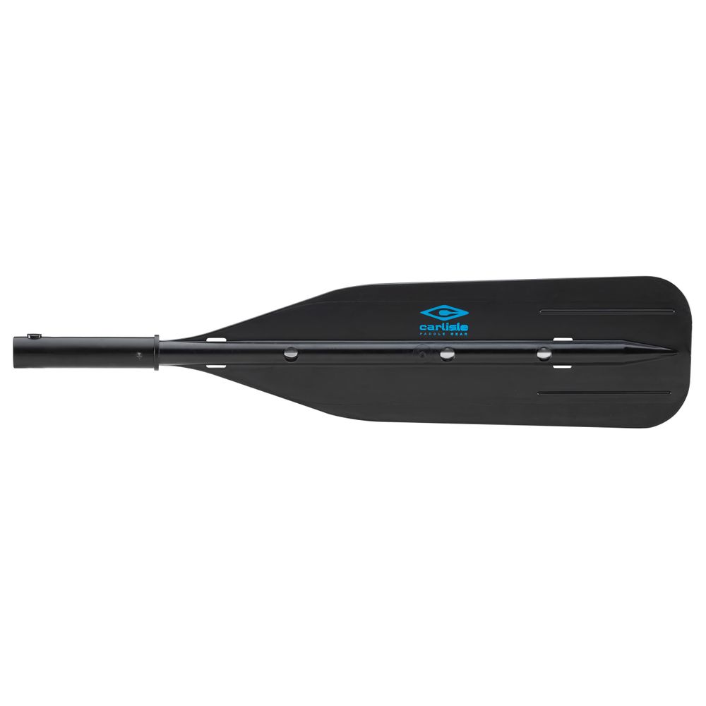 The XHD Outfitter Oar Blade by Carlisle is a black paddle made of high-impact synthetic material, designed with a wide blade and straight shaft for smooth strokes.