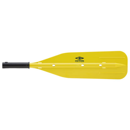 The Carlisle XHD Outfitter Oar Blade is a high-impact synthetic yellow kayak paddle with a water-resistant takedown assembly and black handle attachment for optimal performance.