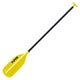 The NRS PTC Raft / Canoe Paddle features a yellow and black design, T-grip handle, and wide flat blade—ideal for canoeing or whitewater rafting. Isolated on a white background.