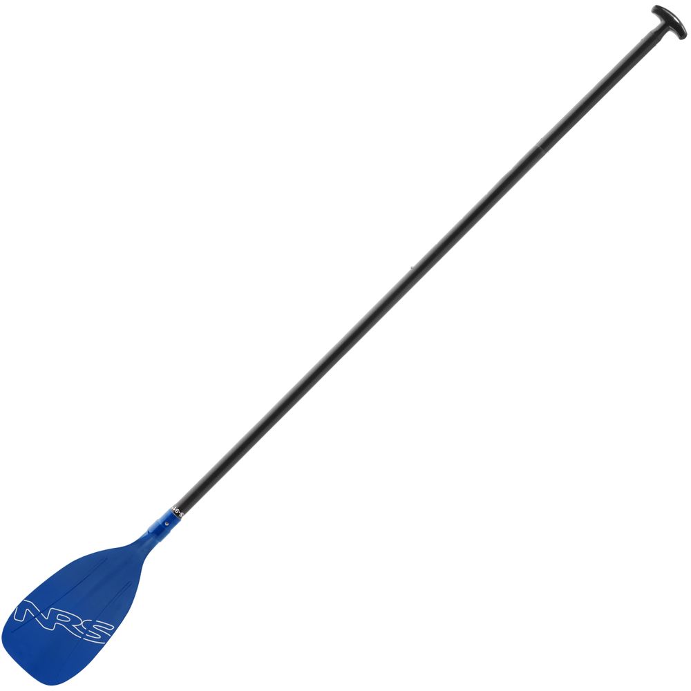 The NRS PTS Adjustable SUP Paddle, featuring a black shaft and T-shaped handle, is ideal for recreational paddlers and displayed on a white background.