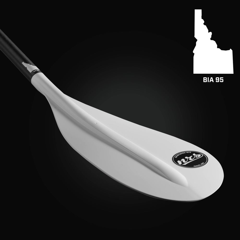Featuring the Bia 95 Adjustable SUP Paddle manufactured by NRS shown here from one angle.