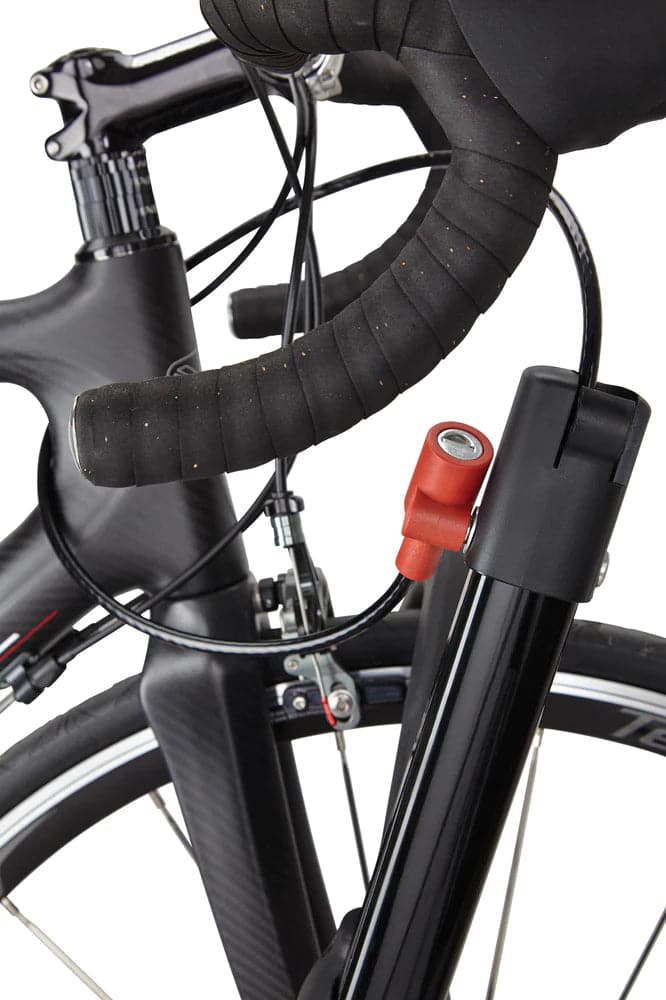 a close up of a Yakima HoldUp Bike Rack handlebar.