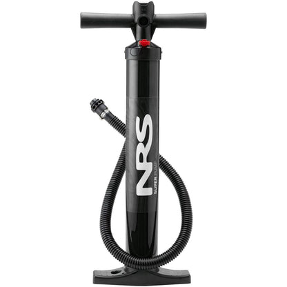 The NRS Super Pump features a T-shaped handle and flexible hose, ideal for high-pressure inflatables or drop-stitch designs.