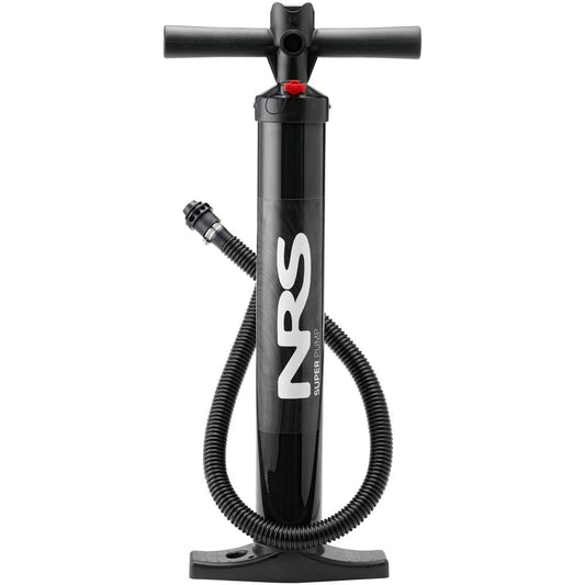 The NRS Super Pump features a T-shaped handle and flexible hose, ideal for high-pressure inflatables or drop-stitch designs.
