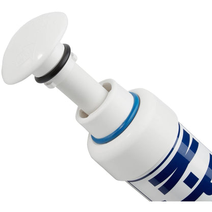 The NRS K-Pump K20 HP Pump features a white dispenser with blue accents on a sleek cylindrical container.