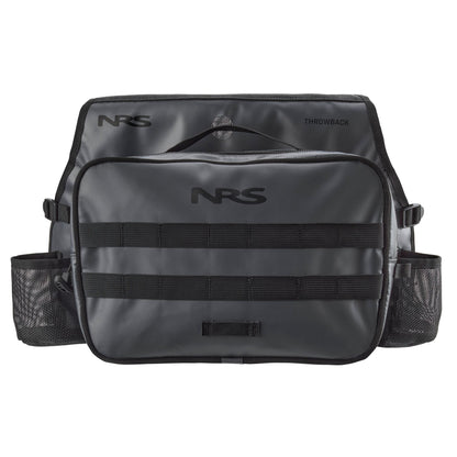 The NRS Throw Back Fishing Seat Bag features quick-drying mesh side pouches, multiple pockets, and a top handle—ideal as a fishing storage bag for water rescue or outdoor adventures.