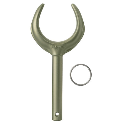 Metal wrench features a curved open-end and circular ring, echoing the precision and durability of the NRS Mini Atomic Oarlock.