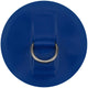 Close-up of a blue circular object featuring a metal NRS Star 1.5" PVC D-Ring at its center, designed to work seamlessly with heavy-duty webbing.
