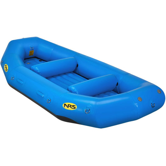 NRS Otter Series Raft, featuring durable Pennel Orca fabric and outfitter-grade performance. This blue inflatable raft includes multiple inflated compartments, three cross seats, and the NRS logo for your river adventures.